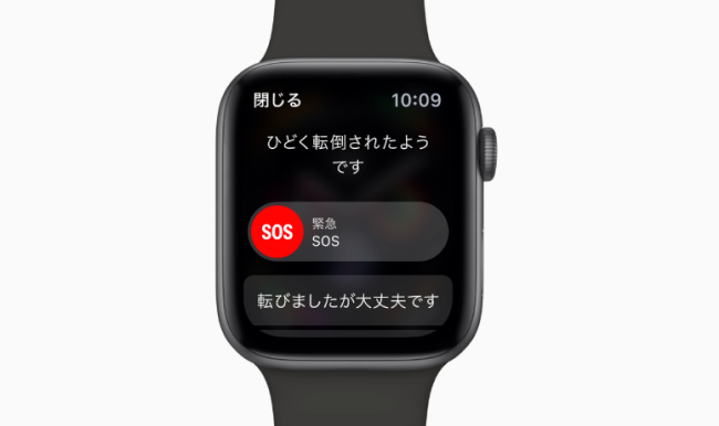 Apple Watch転倒画面
